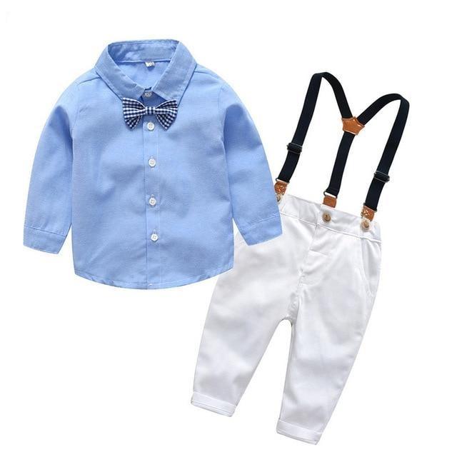 Boy's Clothing White / 3M Formal Suits Long Sleeve Shirt+Suspenders Outfit