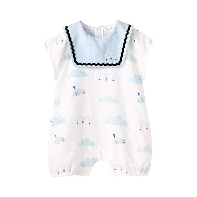 Mint / 0-3 Months Fox Cartoon Romper