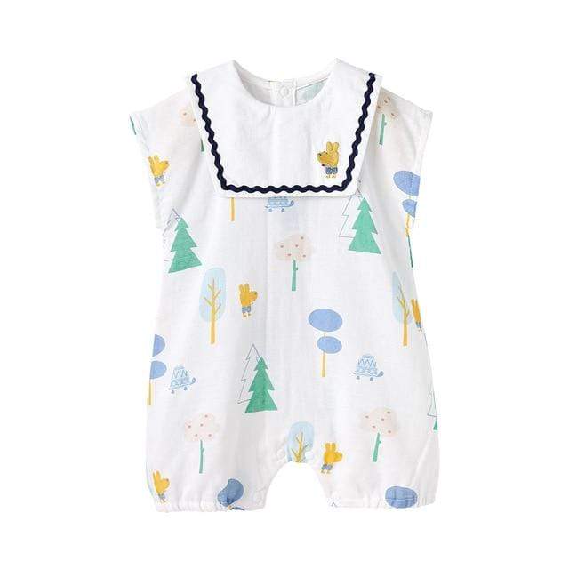 White / 0-3 Months Fox Cartoon Romper