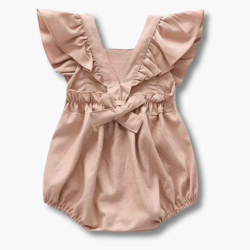 Baby &amp; Toddler Frill Sleeve Linen Baby Girl Romper