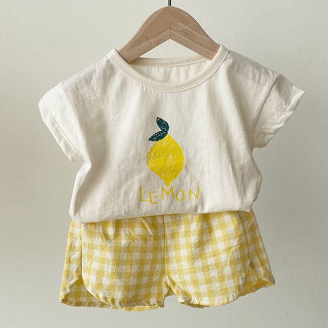 LE210408 Yellow / 3T Fruits T-Shirt + Shorts Set