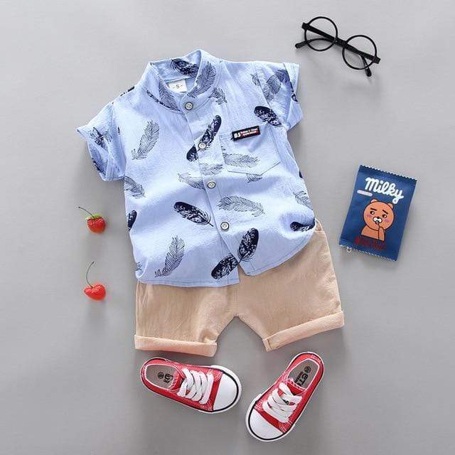 Boy's Clothing Light Blue leaves / 3T Fun Top And Bottoms Sets