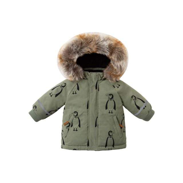 Girl's Clothing army green / 7Y fur hooded down coat