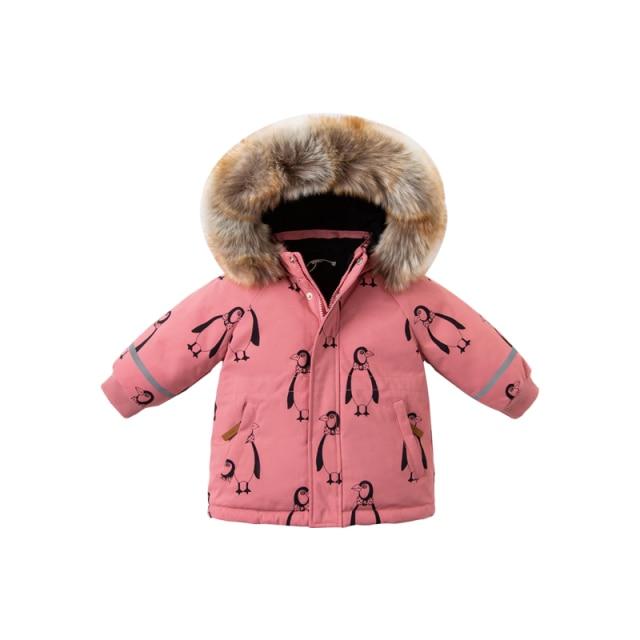 Girl's Clothing dark pink / 3Y fur hooded down coat