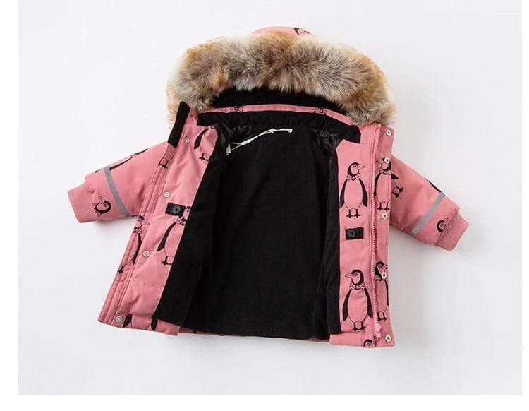 Girl's Clothing fur hooded down coat