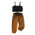 0 Black / 2T Furry Spaghetti Strap Tank Tops + Long Pants