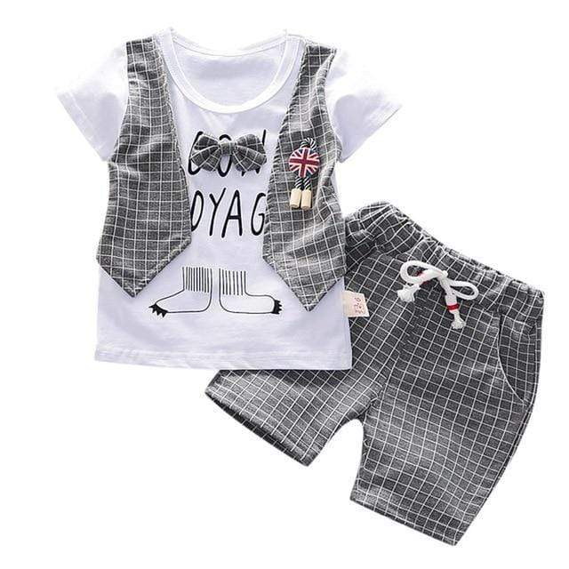 Boy's Clothing Gray / 3T / United States Gentleman Bow T-shirt Tops Shorts