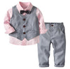 pink / 3T Gentleman Grey Vest + Long-Sleeved Outfit