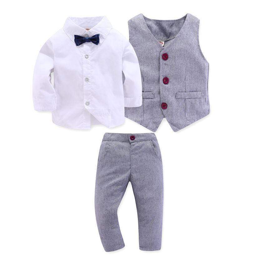 Gentleman Grey Vest + Long-Sleeved Outfit