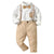 20B542B-Beige / 5T(120) Gentleman Shirt With Bow Tie +Trousers Sets