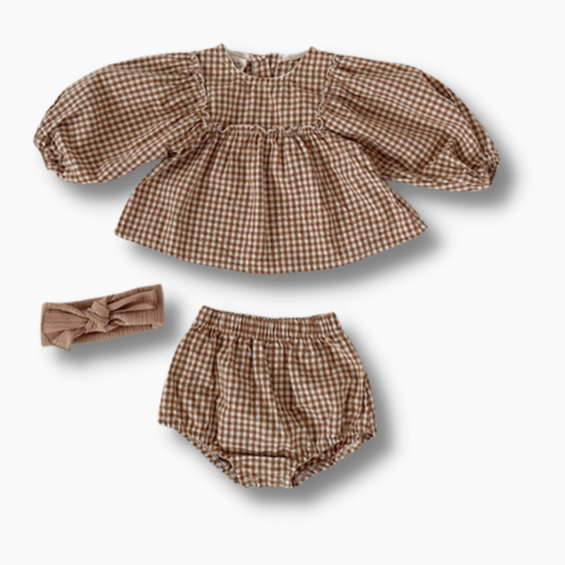 Gingham Blouse and Shorts Set