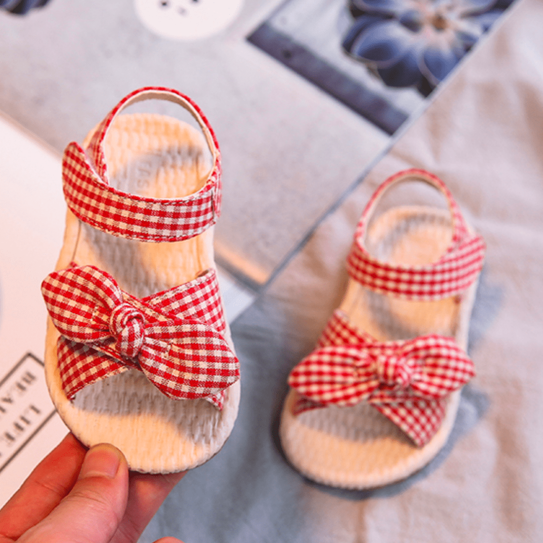 Flat Gingham Baby Girl Sandals Anti slippery Momorii