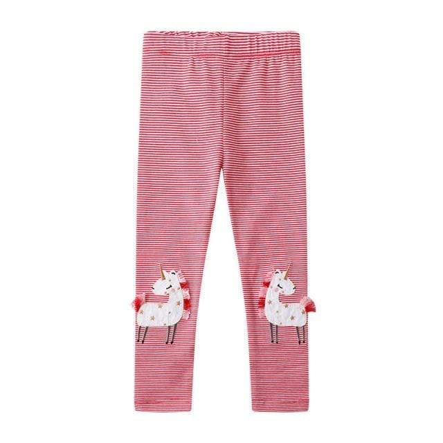 Girl's Clothing T1196 unicorn / 7T Giraffe Embroidery Legging