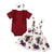 Girl's Clothing Maroon Top 2 / 12M Girl Floral Skirt Outfit