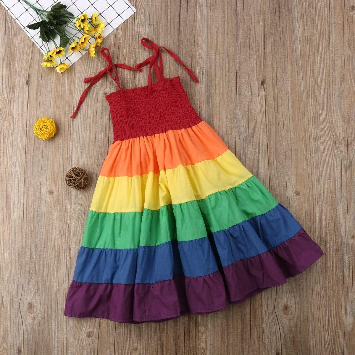 Girl Rainbow Dress, Rainbow Color / 6T Girl Rainbow Dress, Rainbow Color / 6T