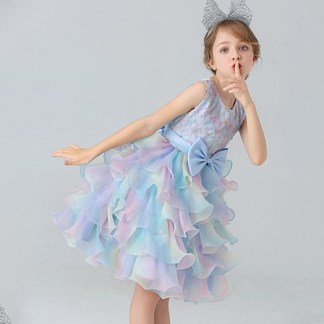 Rainbow Lace Tulle Dress, Light Blue / 11-12T Rainbow Lace Tulle Dress, Light Blue / 11-12T