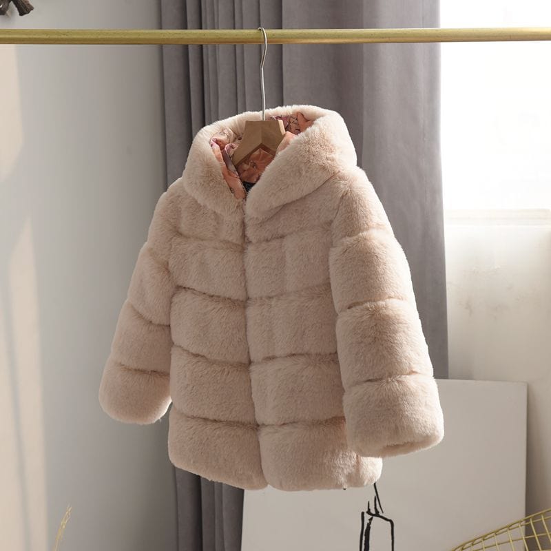 Hooded faux-fur coat - Woman