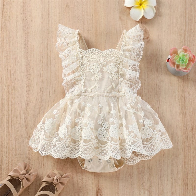 Girls Lace Embroidery Romper