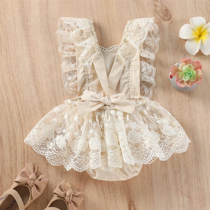 Girls Lace Embroidery Romper