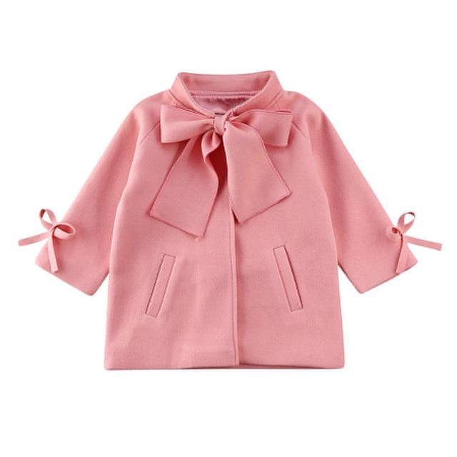 Girl's Clothing C / 8T Girls Overcoat Woolen Bowknot