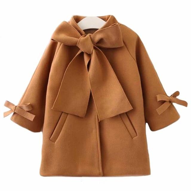 Girl's Clothing A / 8T Girls Overcoat Woolen Bowknot