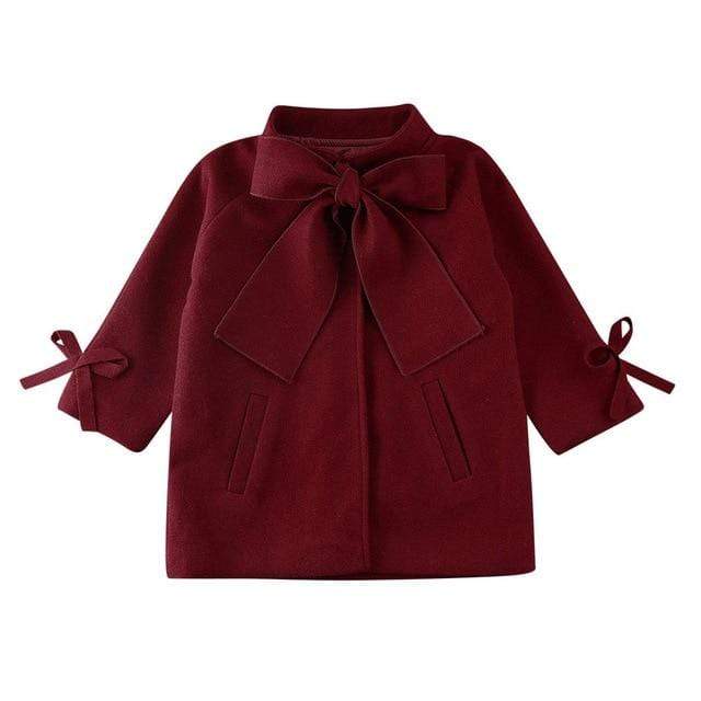 Girl's Clothing B / 8T Girls Overcoat Woolen Bowknot