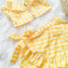 0 Girls Plaid Clothes Off Shoulder Crop Top+tutu Dress Outfit