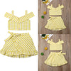 0 Girls Plaid Clothes Off Shoulder Crop Top+tutu Dress Outfit