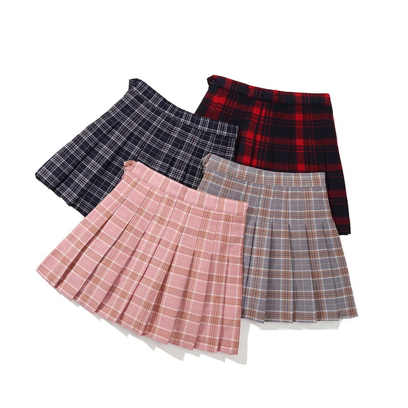 Girls Pleated Plaid Skirt