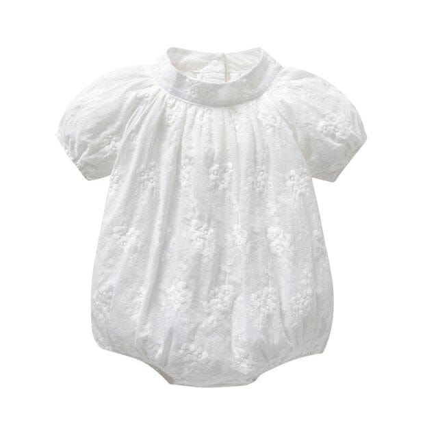 B0922 White / 3M-66 Girls Printing Rompers