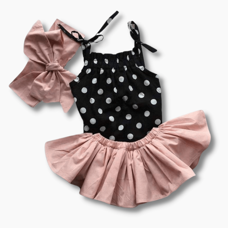 Girl's Clothing Girls Sleeveless Polka Dots Outfit