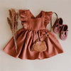 B chocolate / 6M Girls Strap Dress Ruffles Lace