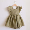 C army green / 5t Girls Strap Dress Ruffles Lace