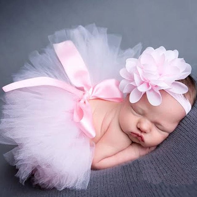 Pink / 0-6mths Girls Tutu Skirt &amp; Headband Set