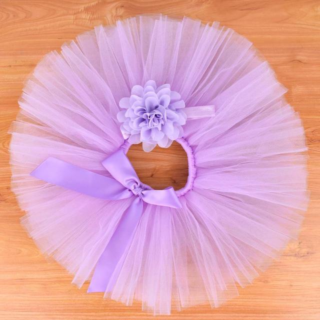 Lavender / 0-6mths Girls Tutu Skirt &amp; Headband Set