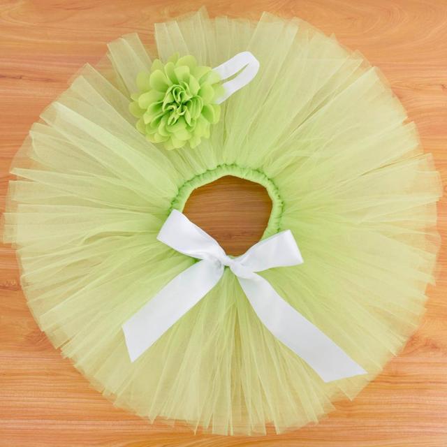 Lime Green / 0-6mths Girls Tutu Skirt & Headband Set