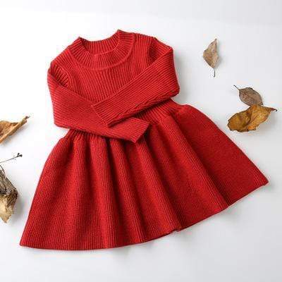 Girl's Clothing Red / 12M Girls Wool Knitted Dress