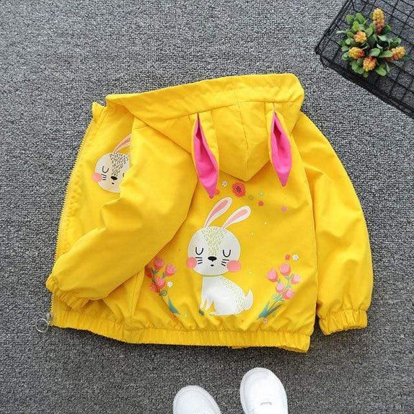 Toddler Girl Cartoon Print Windbreaker Jacket - Momorii