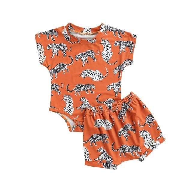 Boy's Clothing Brown / 4T Jungle Print Tropical Romper Outfit