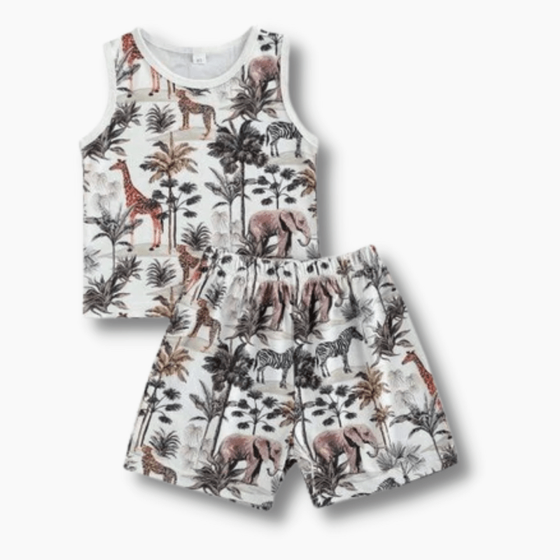 Boy&#39;s Clothing Jungle Print Tropical Romper Outfit