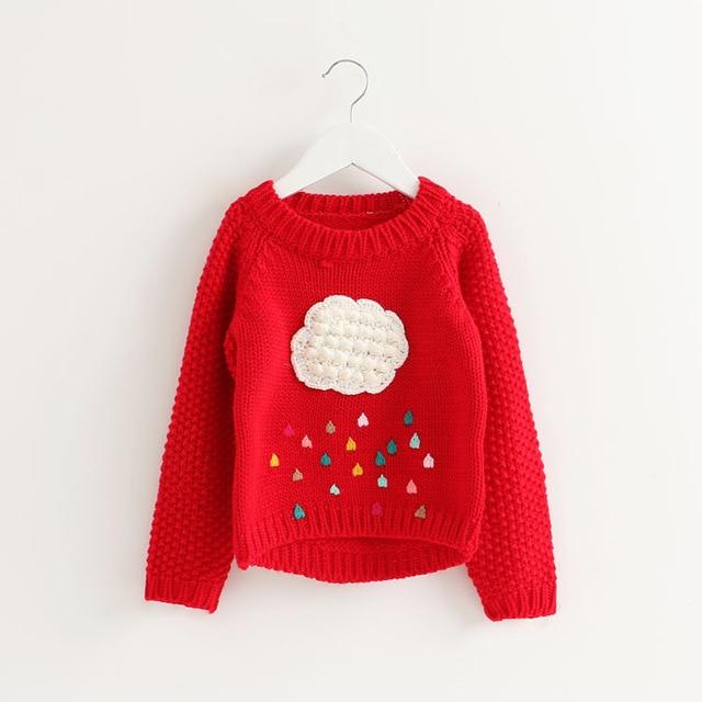 unisex Red / 12M Kid Cloud Raindrops Sweater