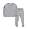 Gray / 2T (85-90cm) Kid Ribbed Fitted Pajamas