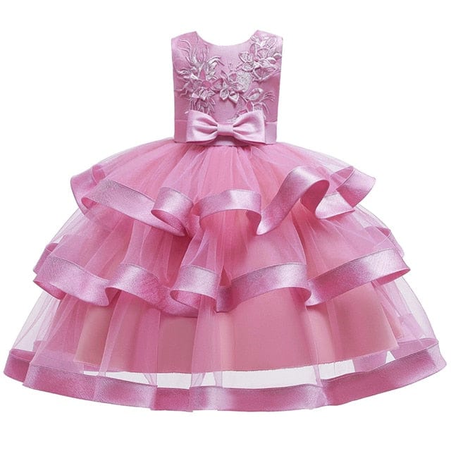 Kids Elegant Pearl Cake Princess Dress