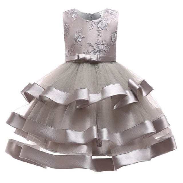 Kids Elegant Pearl Cake Princess Dress