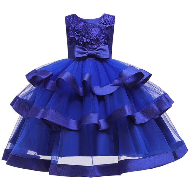 Blue 3 / 7 Kids Elegant Pearl Cake Princess Dress