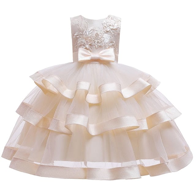 Kids Elegant Pearl Cake Princess Dress