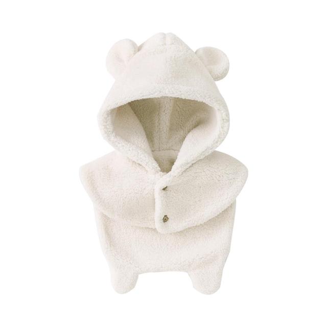 Girl's Clothing Beige / 0-3 Months Kids Fleece Hooded Hat with Scarf