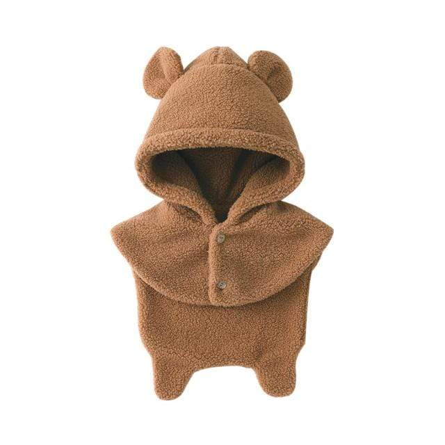 Girl's Clothing Brown / 0-3 Months Kids Fleece Hooded Hat with Scarf