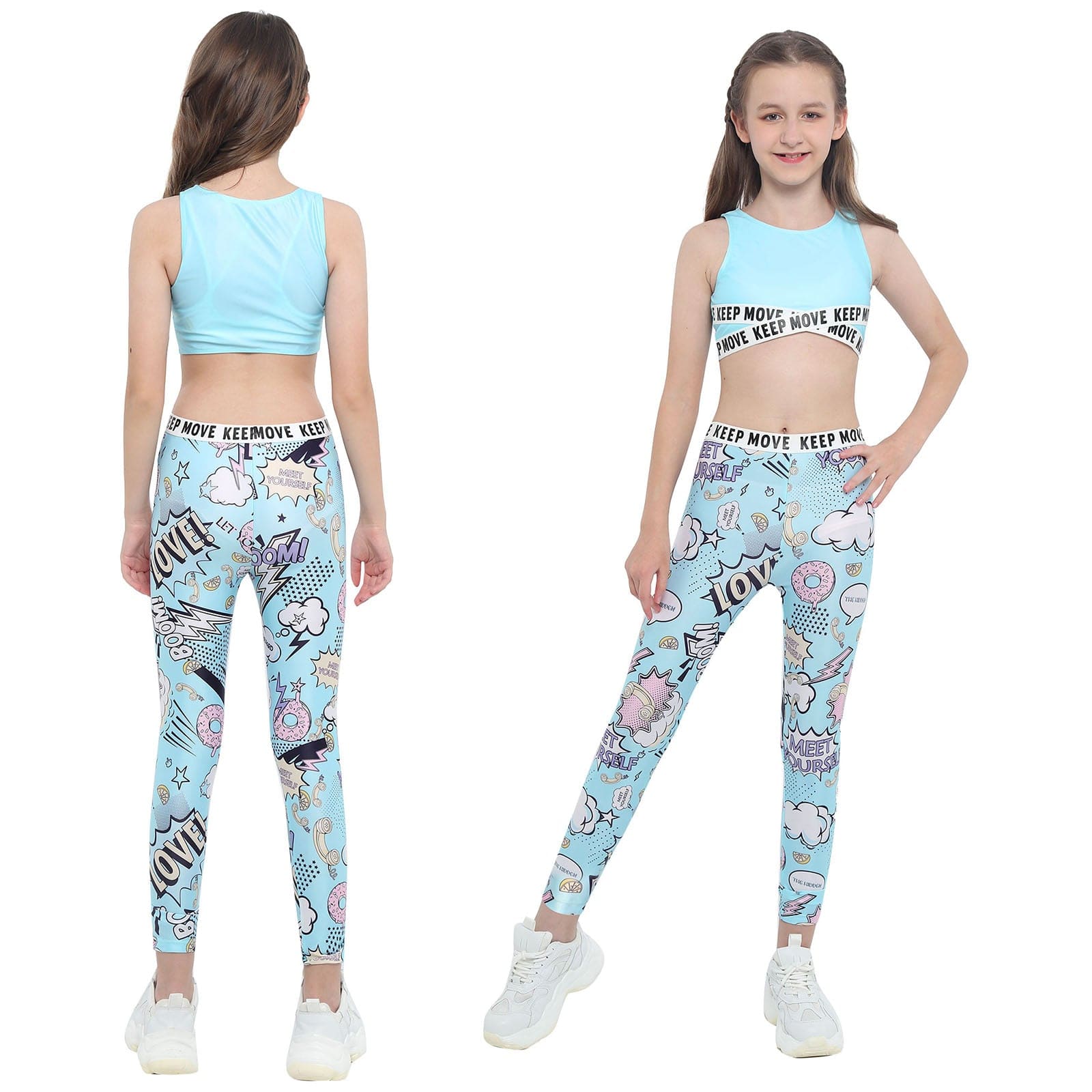 Girl Crop Tank Top with Leggings Set