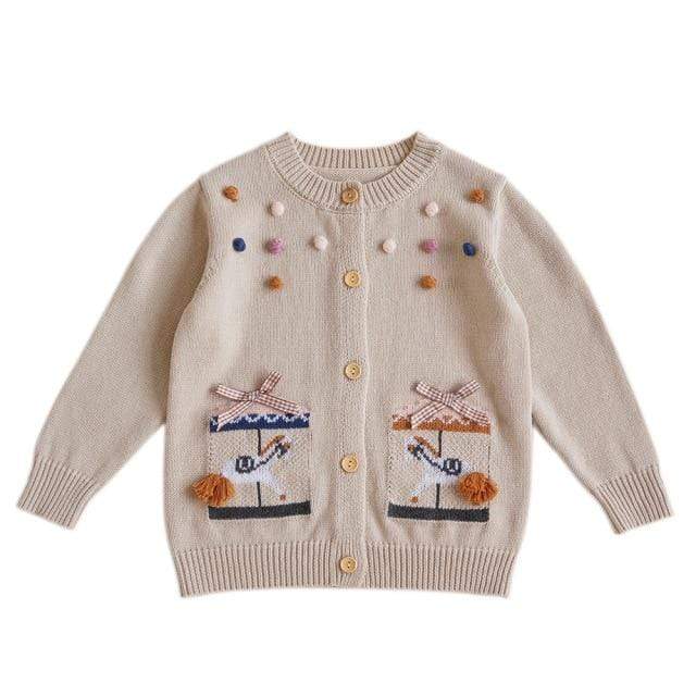 Khaki / 6T Kids Knitted Sweaters